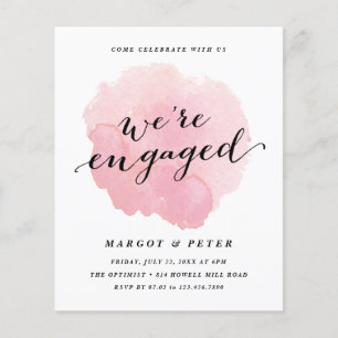 Budget Script Watercolor Engagement Invitation