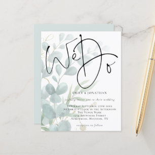 Budget Script We Do Eucalyptus Wedding Invitation