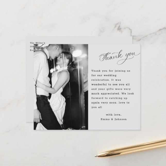 Budget Script Wedding Custom Photo Thank You (Front/Back In Situ)