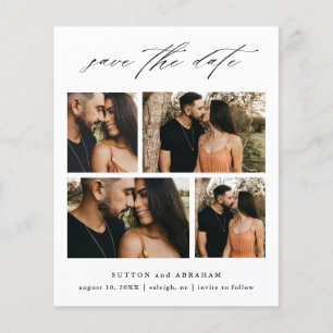 Budget Script Wedding Photo Collage Save The Date Flyer