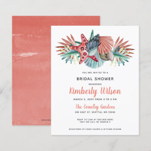 Budget Sea Coral Beach Bridal Shower Invitation