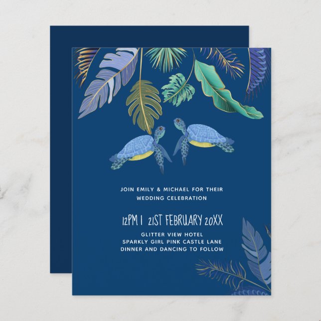 BUDGET  Sea Turtles Wedding Blue Yellow (Front/Back)
