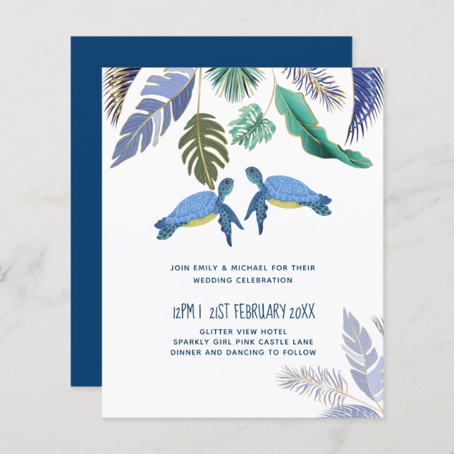 BUDGET  Sea Turtles Wedding Blue Yellow (Front/Back)