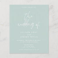 Budget Seafoam Wedding Invitation