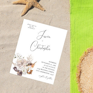 Budget Seashells & White Floral Wedding 2 Flyer