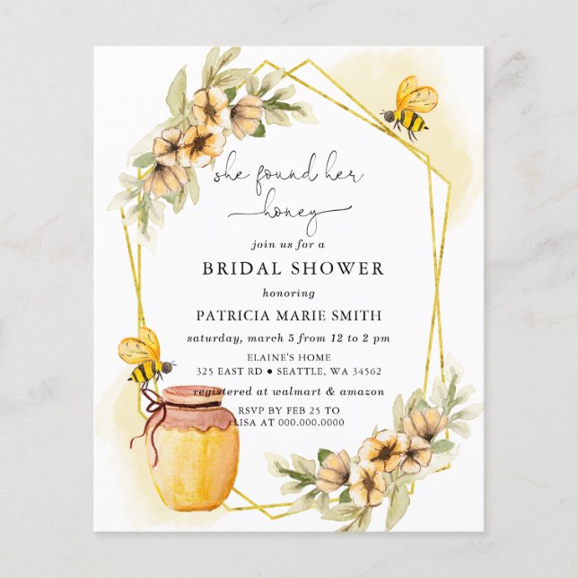 Budget She Found Her Honey Bee Bridal Shower (Front)