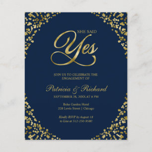 Budget She Said Yes Engagement Party Invitation