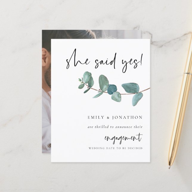 Budget She Said Yes Photo Eucalyptus Engagement  (Front/Back In Situ)