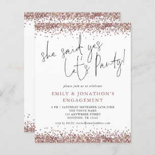 Budget She Said Yes Rose Gold Glitter Engagement