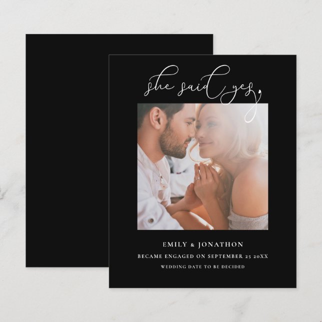 Budget She Said Yes Script Photo Black Engagement (Front/Back)