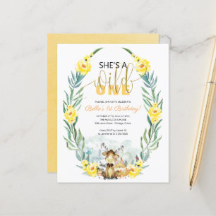 Budget She's A Wild One First Birthday Invitation