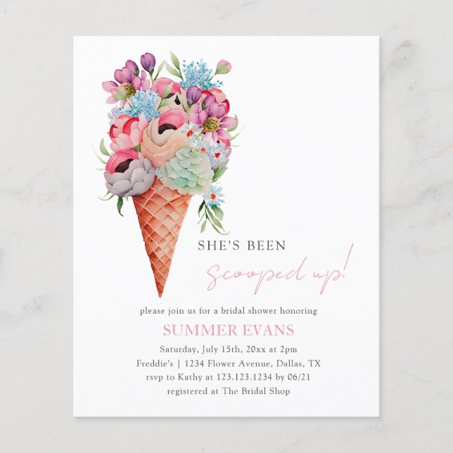 Budget She's Been Scooped Up Bridal Shower  (Front)