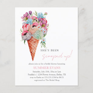 Budget She's Been Scooped Up Bridal Shower Flyer