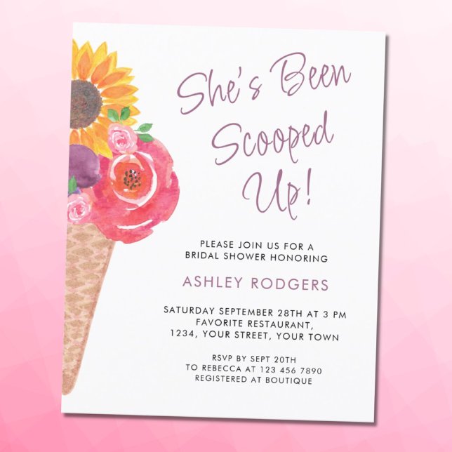 Budget She's Been Scooped Up Bridal Shower Invite (Creator Uploaded)