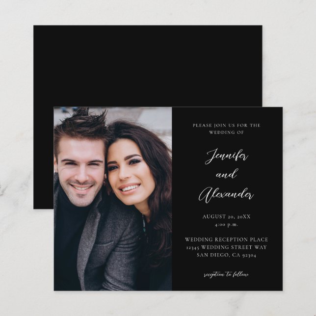 Budget Side Photo Mod El Calligraphy Wedding Black (Front/Back)