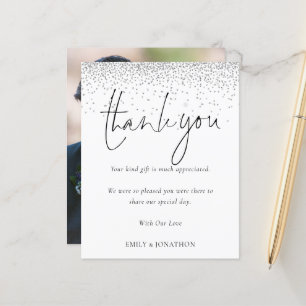 Budget Sillver Glitter Photo Wedding Thank You
