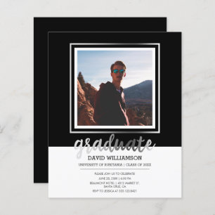 Budget Silver Black Script Photo Frame Graduation