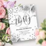 Budget Silver Floral Glitter 30th Birthday Flyer<br><div class="desc">Elegant Glam Silver Floral Glitter 30th Birthday Script invitation template featuring flower arrangement,  glitter confetti and modern typography script.</div>