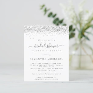 Budget Silver Glitter Bridal Shower Invitation