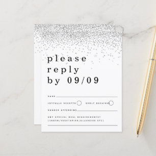 Budget Silver Glitter Confetti Wedding RSVP