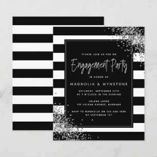 BUDGET Silver Glitter Engagement Party Invitation