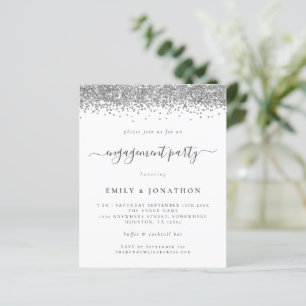 Budget Silver Glitter Script Engagement Invite