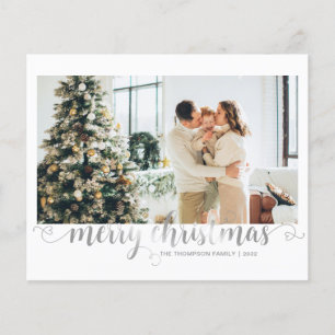 BUDGET Silver Merry Christmas Heart Script Photo