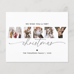 BUDGET Silver Merry Christmas Photo Collage