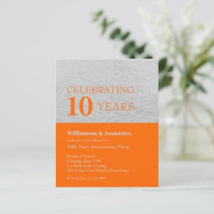 Budget Silver Orange Business Anniversary Invites