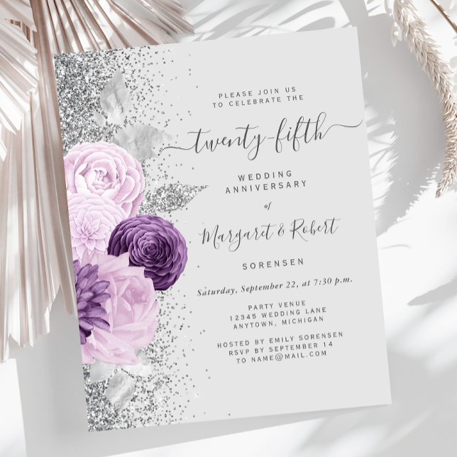 Budget Silver Purple Floral 25th Anniversary Party (Creator Uploaded)