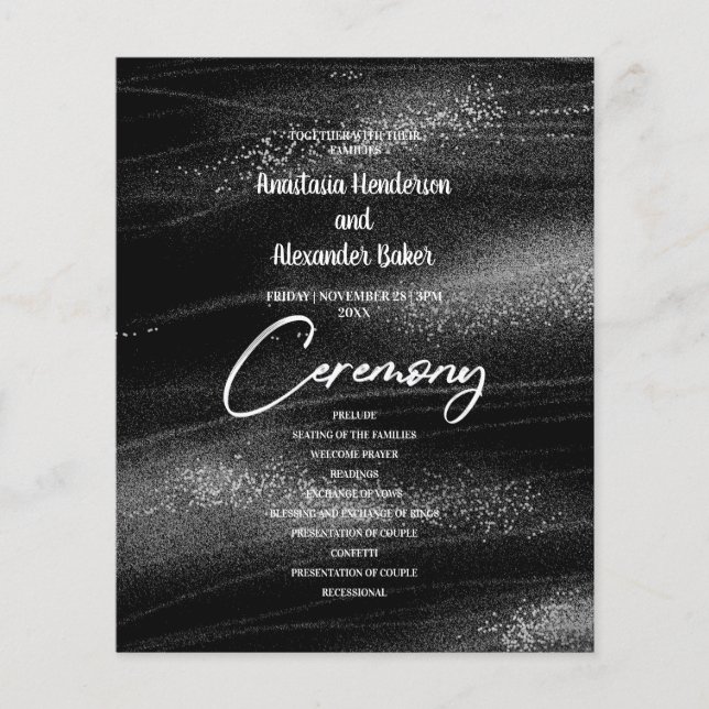 Budget Silver Wedding Program card. (Front)