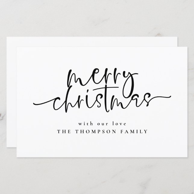 Budget Simple Any Colour Merry Christmas Card (Front/Back)