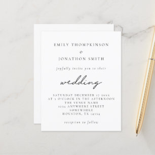 Budget Simple Any Colour Script Wedding Invitation
