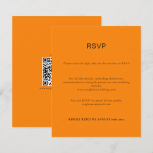 Budget Simple Autumn Orange QR Code RSVP Card