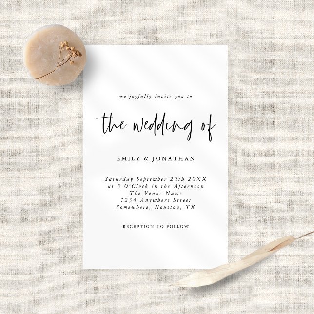 Budget Simple Black White Wedding Invitation (Creator Uploaded)