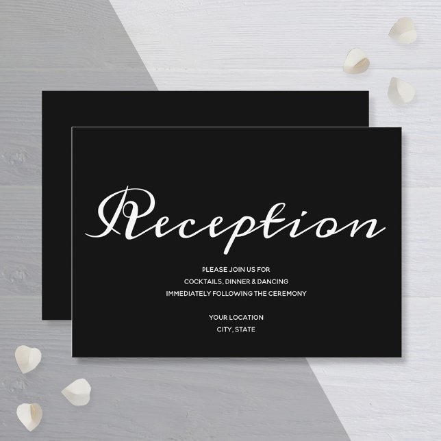 Budget Simple Black White Wedding Reception Enclosure Card (Creator Uploaded)
