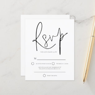 Budget Simple Black White Wedding RSVP