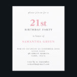 Budget Simple Blush Pink 21st Birthday Invitation<br><div class="desc">Budget Simple Text Blush 21st Birthday Invitation. A value for money smaller 4.5 x 5.6 inch alternative defaulted to the semi gloss option which is recommended for invitations and is a similar thickness to a postcard. The satin option is much thinner paper. The font colour and type can be changed...</div>