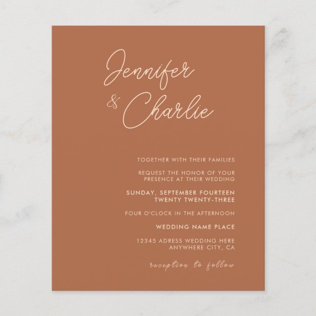 Budget Simple Bohemian Wedding Wedding Invitation Flyer (Front)
