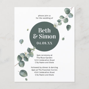 Budget Simple Botanic Falling Leaves Green Wedding