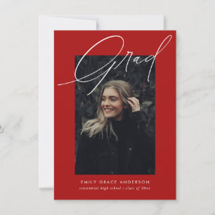 Budget Simple Calligraphy Three Photo Graduation Announcement