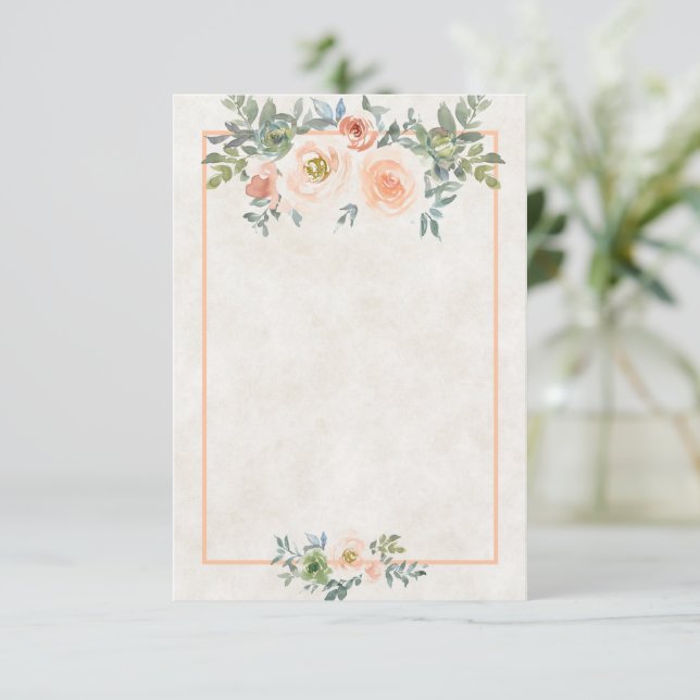 Budget simple Carte de mariage florale rose et ver (Debout devant)