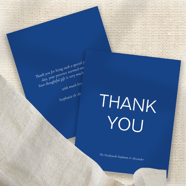 Budget Simple Carte de remerciements personnalisé  (Front and back view. Budget price smaller 4.5 x 5.6" alternative)