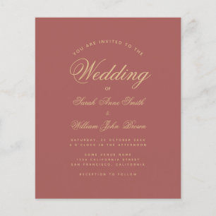 Budget Simple Cinnamon Rose Wedding Invitation