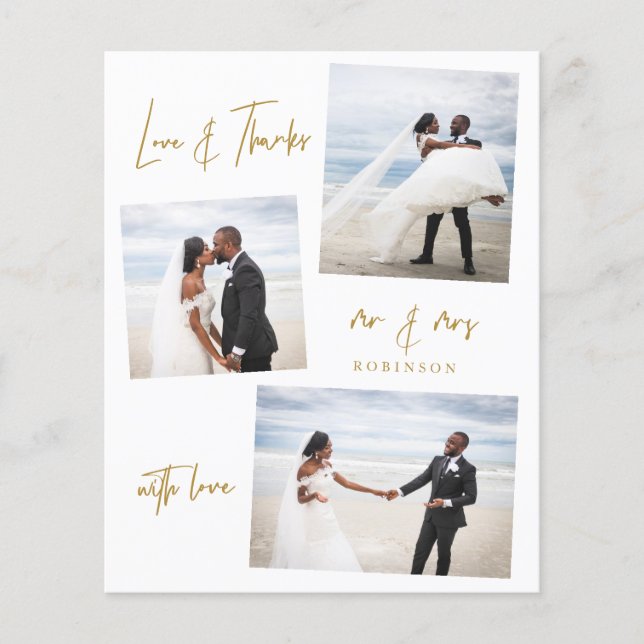 Budget Simple Collage Wedding Thank You Flyer (Front)