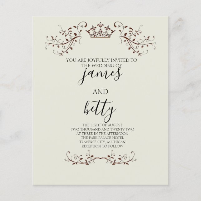 Budget Simple Crown Minimalist Wedding Flyer (Front)