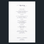 Budget simple dark navy typography wedding menu<br><div class="desc">Simple white trendy minimalist calligraphy script custom text template BUDGET affordable wedding menu card. PLEASE READ THIS BEFORE PURCHASING! This is a budget wedding card printed on a paper sheet (each sheet has one card). For the best rapport price quality, our advice is to choose the Semi-Gloss paper type (it...</div>