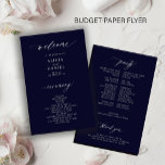 Budget simple dark navy white wedding program<br><div class="desc">Modern simple minimalist script trendy ceremony and party BUDGET affordable dark midnight navy blue and white wedding program PAPER FLYER template featuring chic trendy calligraphy. Easy to personalize with your custom text on both sides! PLEASE READ THIS BEFORE PURCHASING! This is a low budget affordable program printed on a FLYER...</div>