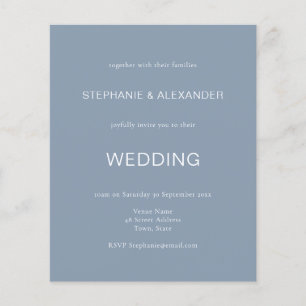 Budget Simple Dusty Blue Wedding Invitation