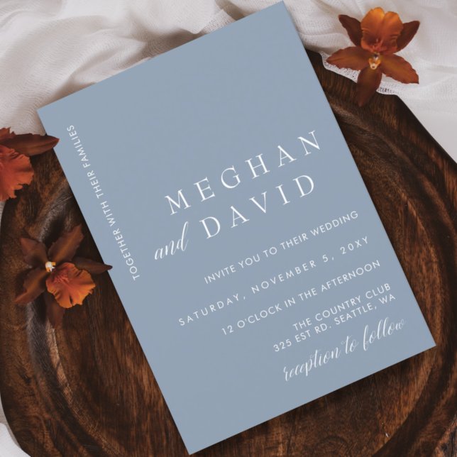 Budget Simple  Dusty Blue Wedding Invitation (Creator Uploaded)